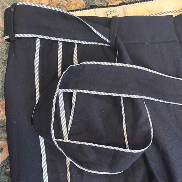 J. Crew for Net A Porter 12 Dark Blue Wide-Leg Pants with Striped Piping Accents - Picture 8 of 12